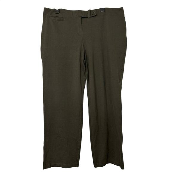 Eileen Fisher Olive Green Heavy Ponte Knit Straight Leg Stretch  Pants Size XL - Picture 1 of 7